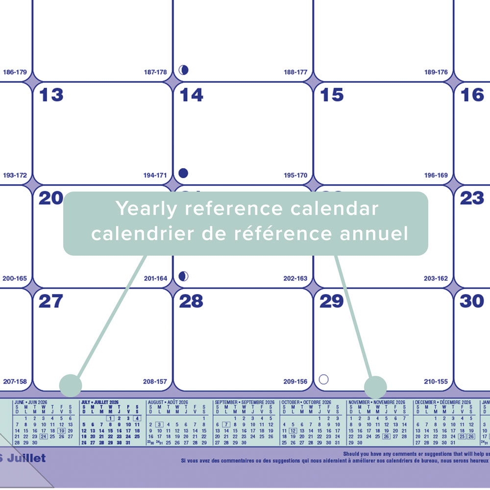 Academic Monthly Desk Pad Calendar, Classic, 2026-2027 - Bilingual CA181711B