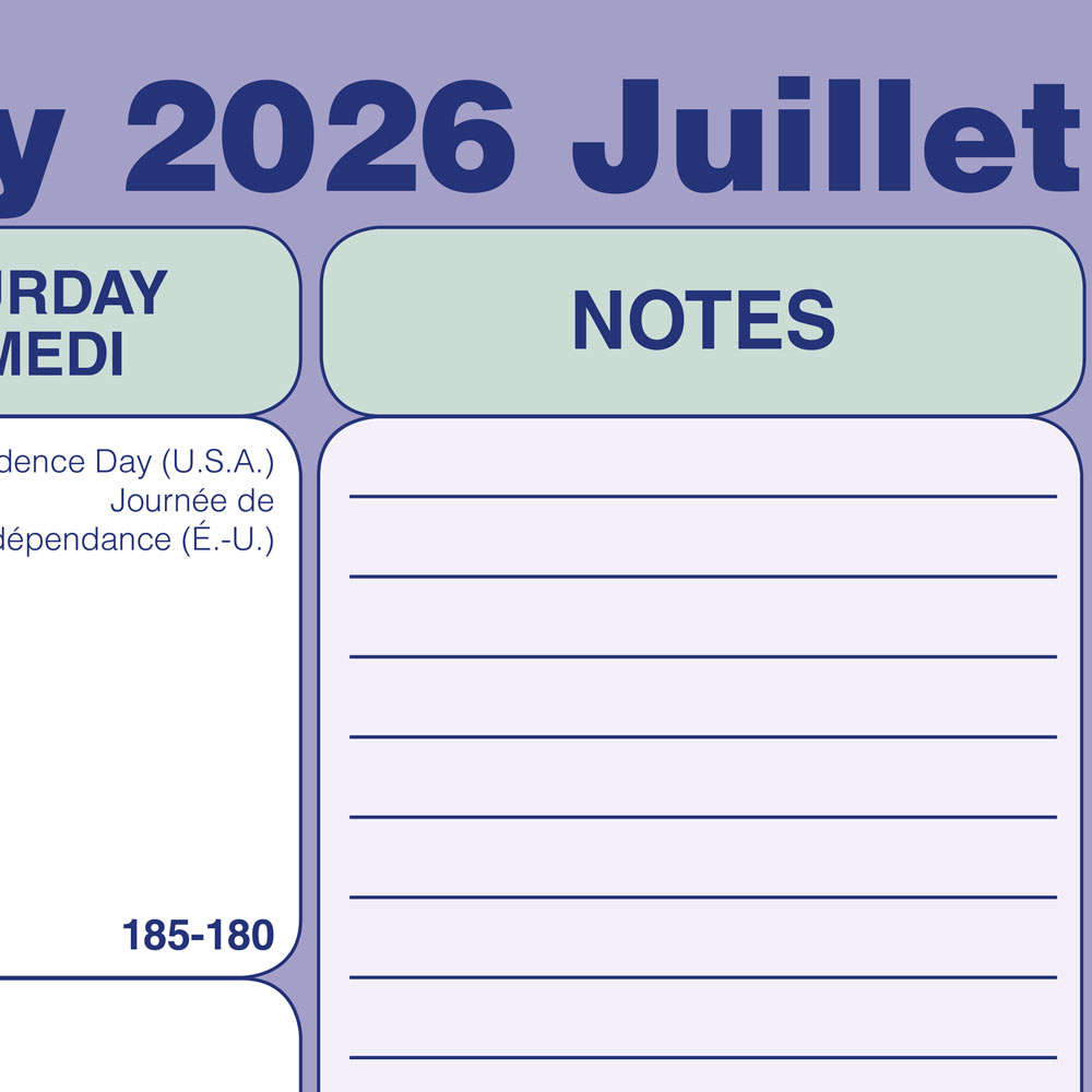 Academic Monthly Desk Pad Calendar, Classic, 2026-2027 - Bilingual CA181721B