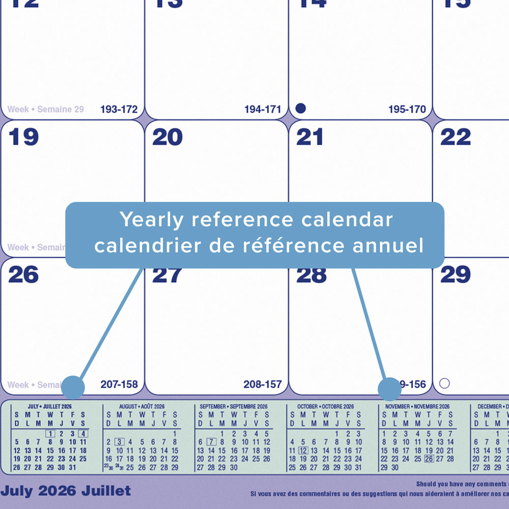 Academic Monthly Desk Pad Calendar, Classic, 2026-2027 - Bilingual CA181721B