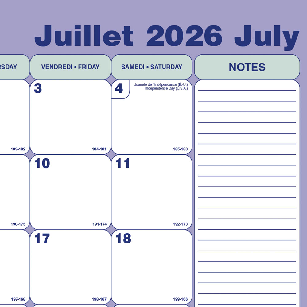 Academic Monthly Desk Pad Calendar, Classic, 2026-2027 - Bilingual CA181731B