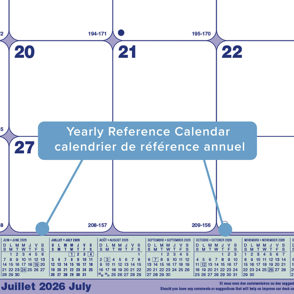Academic Monthly Desk Pad Calendar, Classic, 2026-2027 - Bilingual CA181731B
