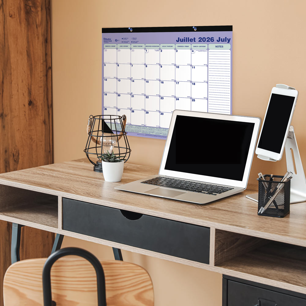 Academic Monthly Desk Pad Calendar, Classic, 2026-2027 - Bilingual CA181731B