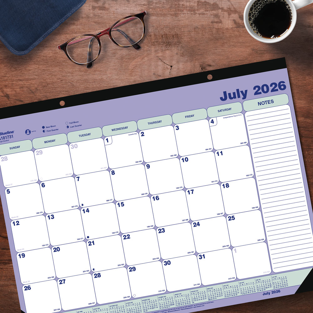 Academic Monthly Desk Pad Calendar, Classic, 2026-2027 CA181731