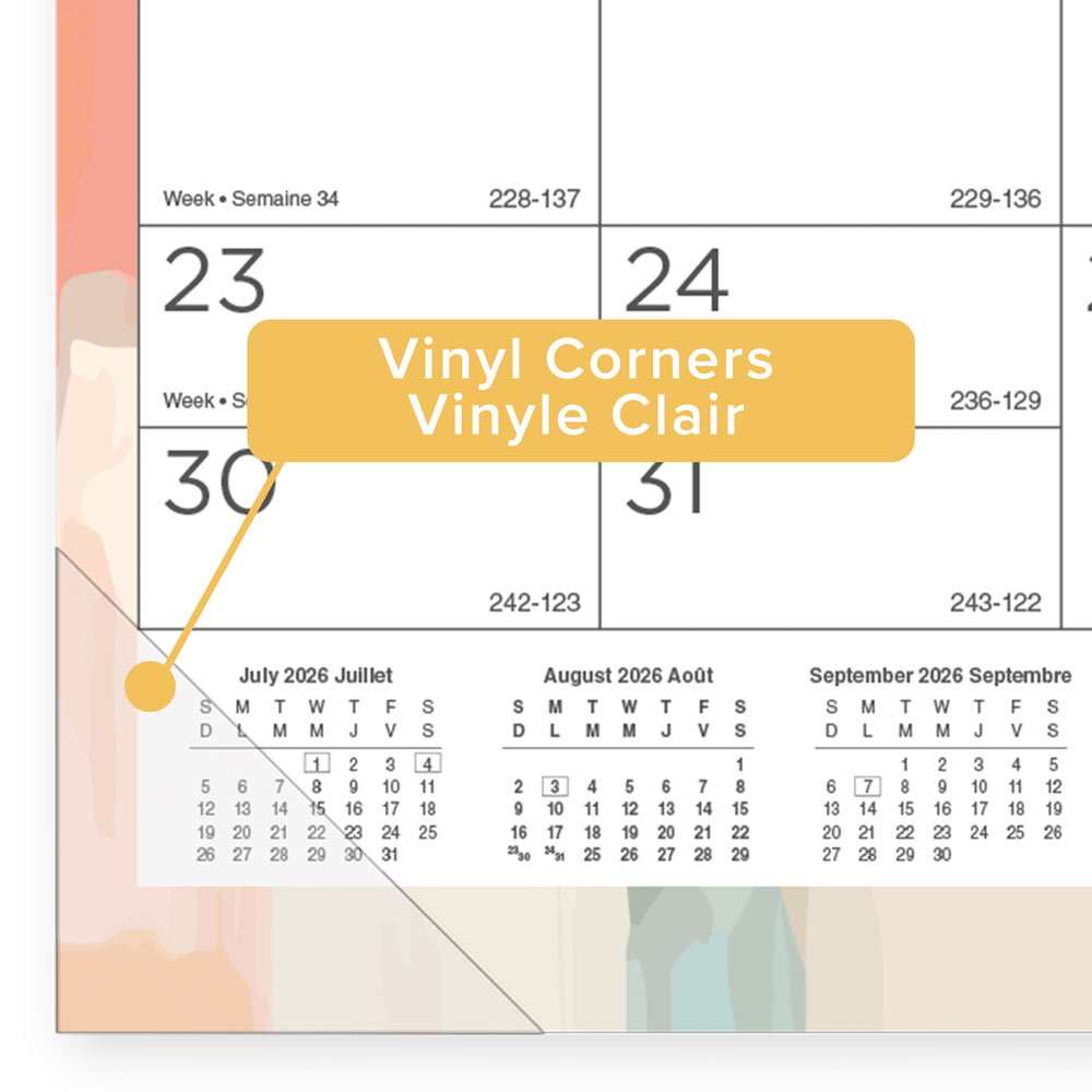 Academic Monthly Desk Pad Calendar, Splash, 2026-2027 - Bilingual CA194117B