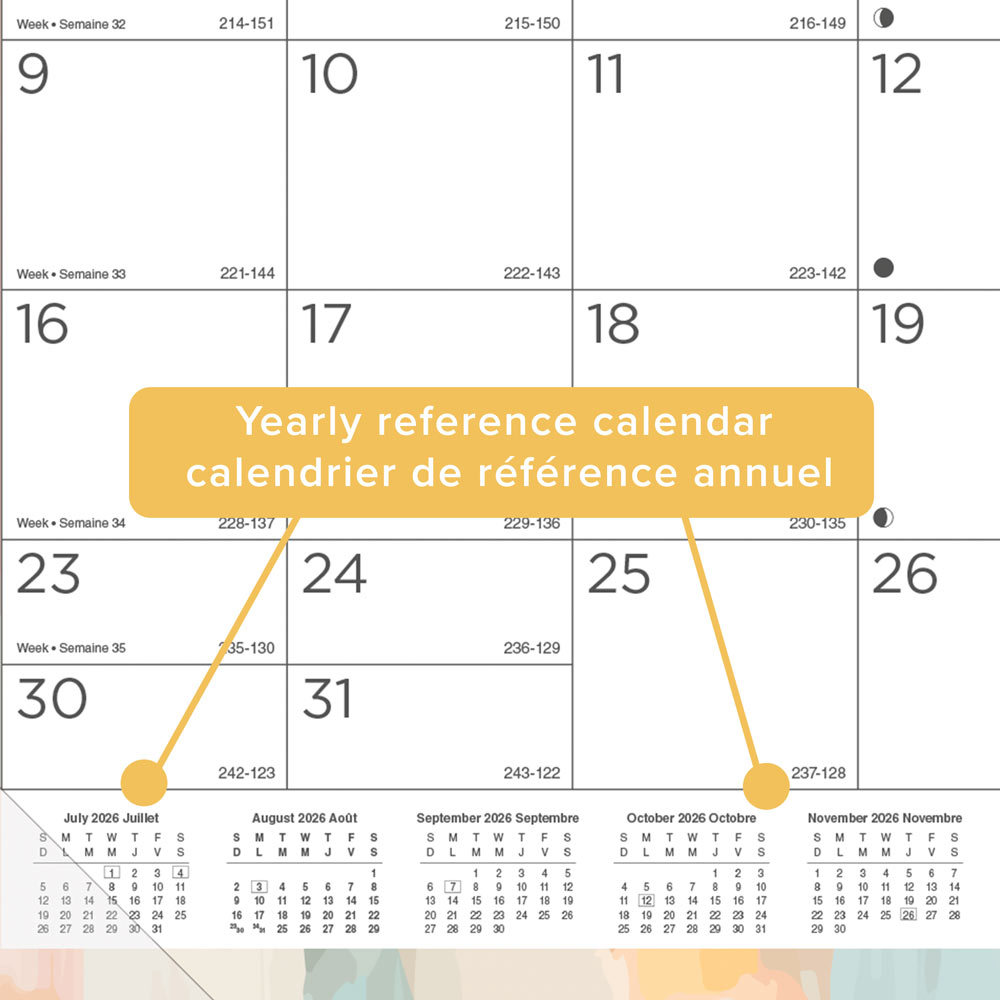 Academic Monthly Desk Pad Calendar, Splash, 2026-2027 - Bilingual CA194117B