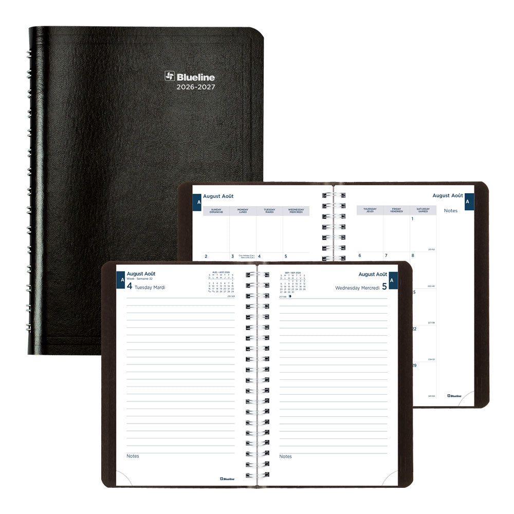 Academic Daily Planner, Classic Black, 2026-2027 - Bilingual CA201B.BLK