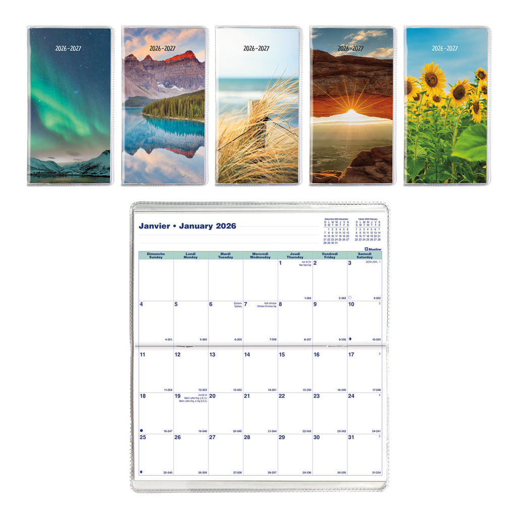 Calendrier 2026, Calendrier mural 2026-2027, Calendrier mensuel de bureau de 27.9 x 36.1 cm pour la maison et le bureau, 18 mois de janvier 2026 à juin 2027 avec aperçu des vacances