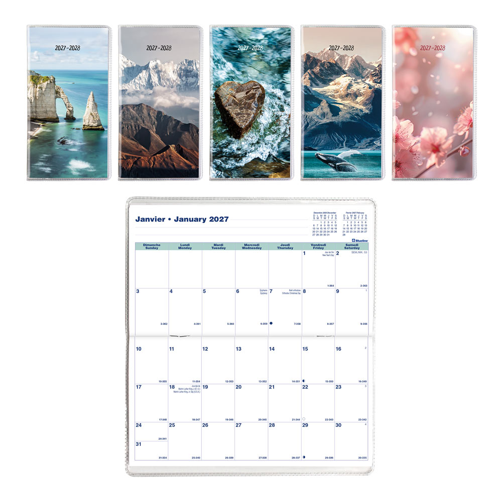 Two-Year Monthly Pocket Planner, Assorted Designs, 2027-2028, Bilingual CA424B.ASX