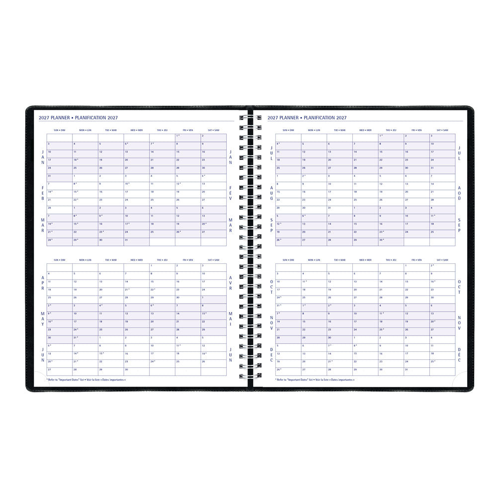 Timanager® 13-Month Weekly/Monthly Appointment Book, 2027, Bilingual, Black CBBM1.BLK-27 Blueline CBBM1.BLK