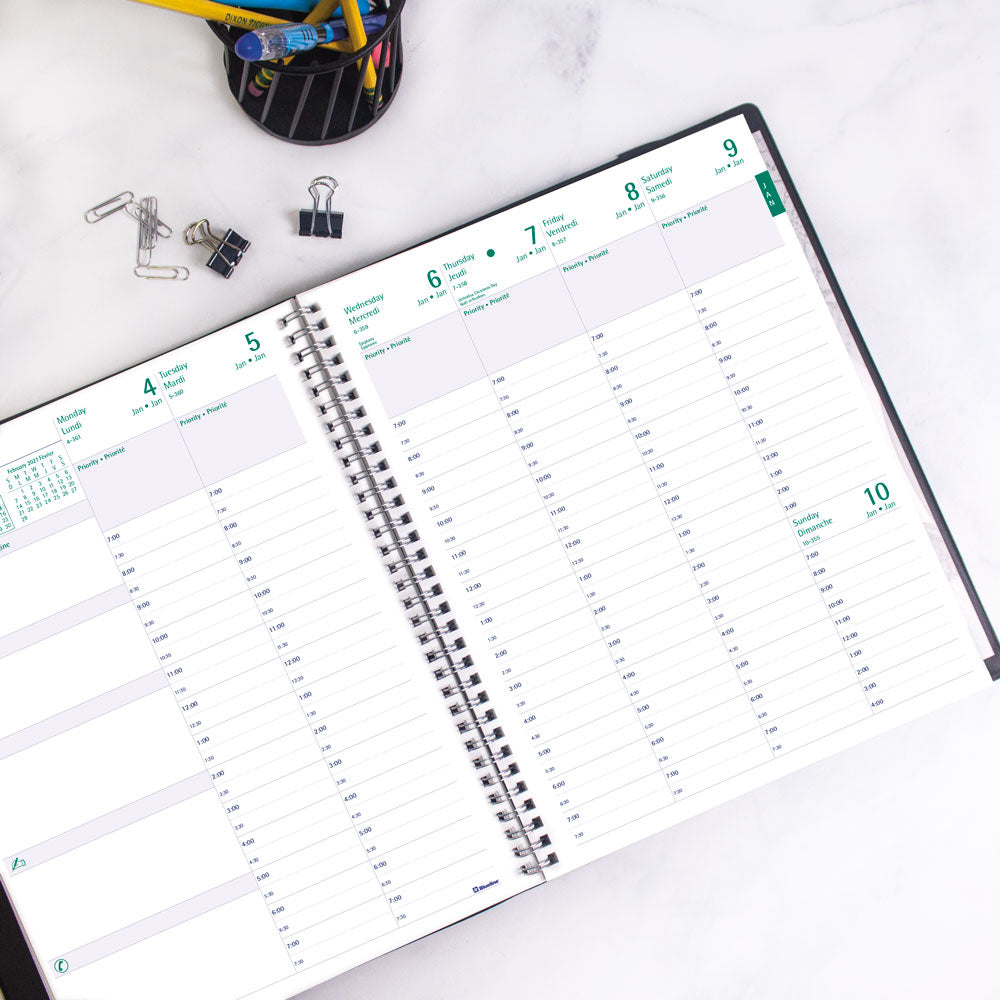 Timanager® 13-Month Weekly/Monthly Appointment Book, 2027, Bilingual, Black CBBM1.BLK-27 Blueline CBBM1.BLK