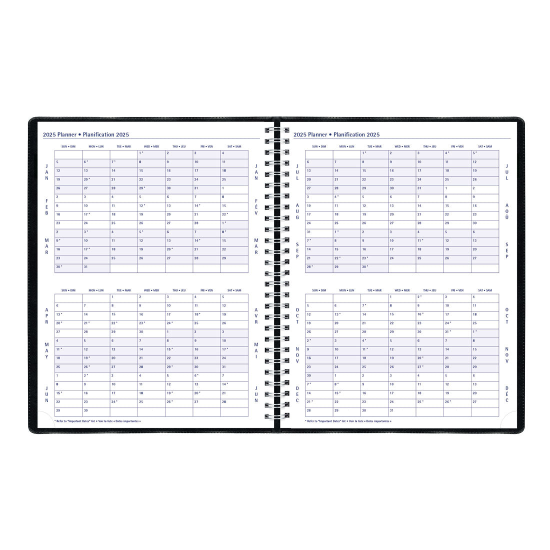 Timanager® Weekly Planner 2025, Bilingual, Black, CBBM2.BLK