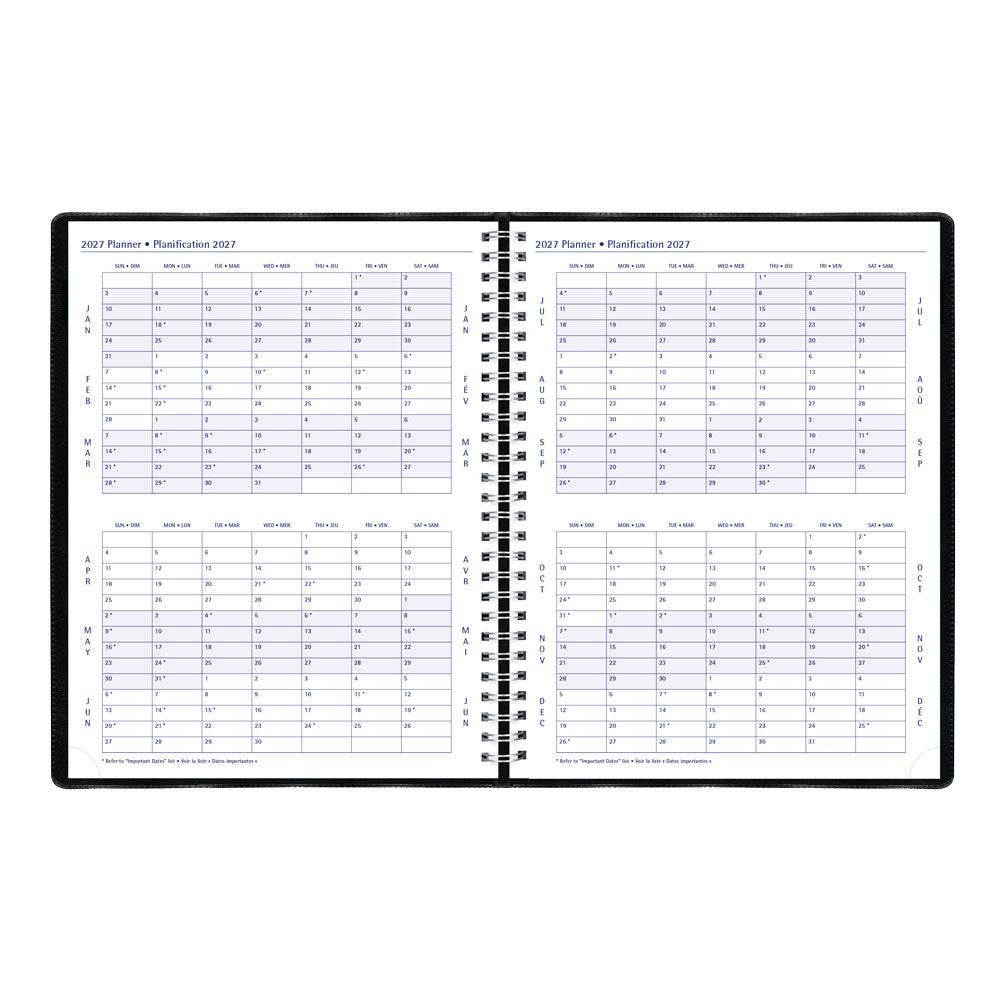 Timanager® 13-Month Weekly/Monthly Appointment Book, 2027, Bilingual, Black CBBM2.BLK-27 Blueline CBBM2.BLK