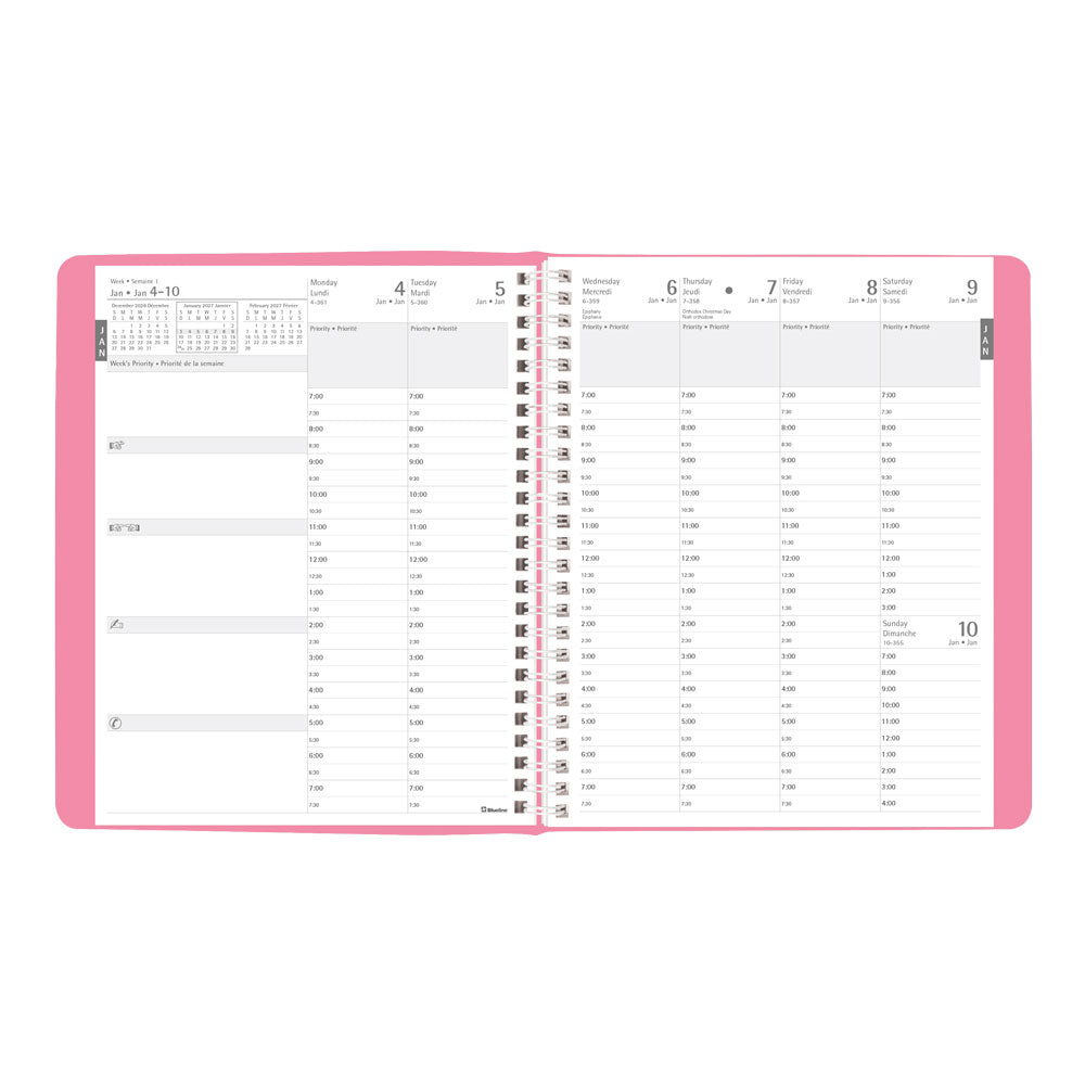 Timanager® 13-Month Weekly/Monthly Appointment Book, 2027, Bilingual, Pink CBBM2.PNK