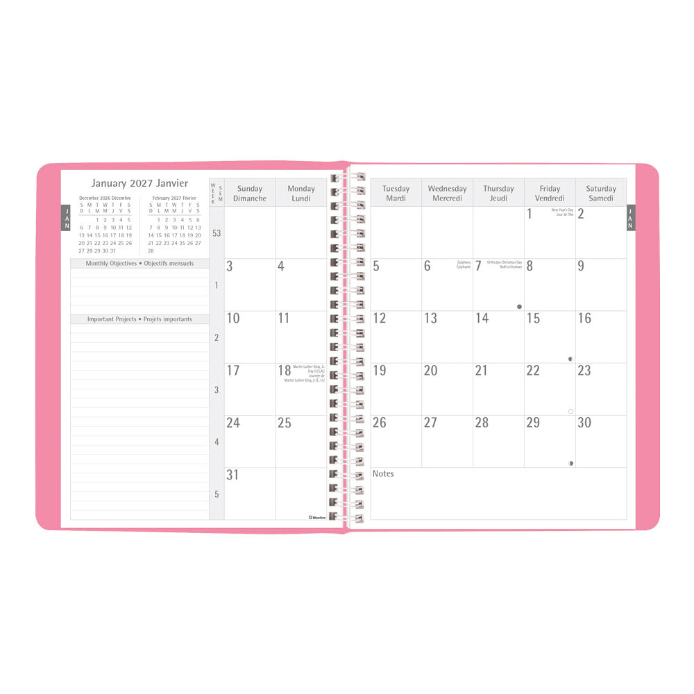 Timanager® 13-Month Weekly/Monthly Appointment Book, 2027, Bilingual, Pink CBBM2.PNK