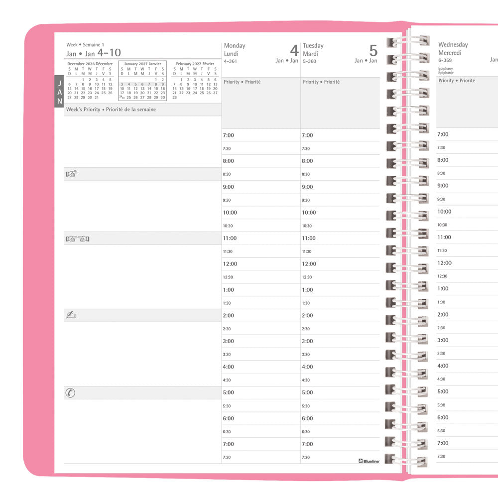 Timanager® 13-Month Weekly/Monthly Appointment Book, 2027, Bilingual, Pink CBBM2.PNK