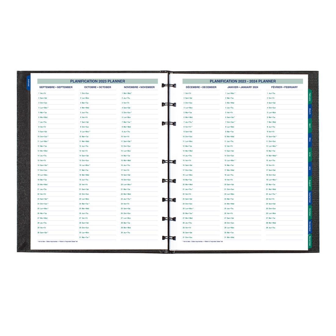MiracleBind™/CoilPro Monthly Planner 2024, Bilingual, Black - CF1200C.81B