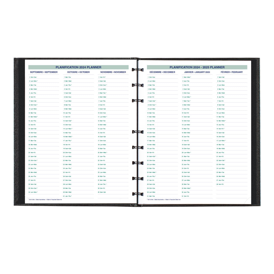 MiracleBind™/CoilPro Monthly Planner 2025, Bilingual, Black, CF1200C.81B