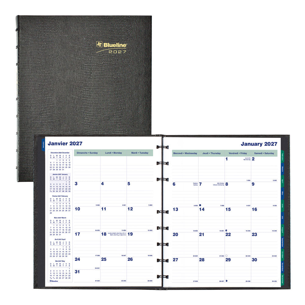 MiracleBind™CoilPro™ Monthly Planner, 2027, Bilingual CF1200C.81B-27 Blueline CF1200C.81B