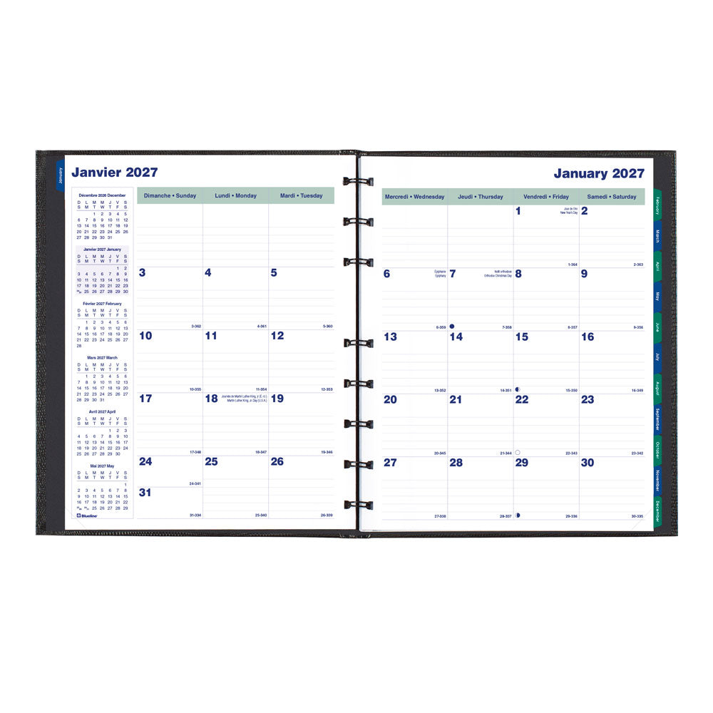 MiracleBind™CoilPro™ Monthly Planner, 2027, Bilingual CF1200C.81B-27 Blueline CF1200C.81B
