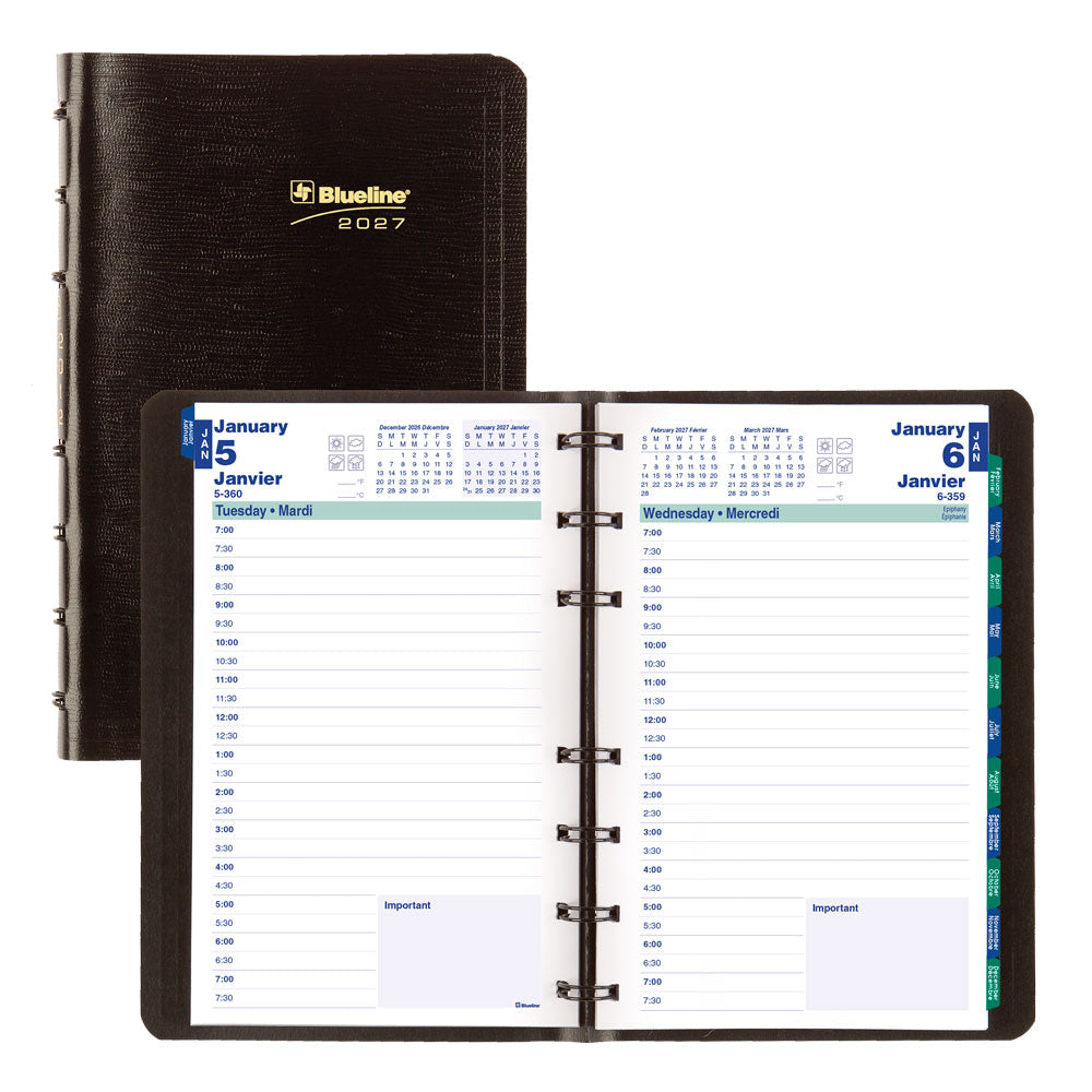 MiracleBind™ Daily Appointment Book, 2027, Bilingual, Black CF1503.81BT-27 Blueline CF1503.81BT