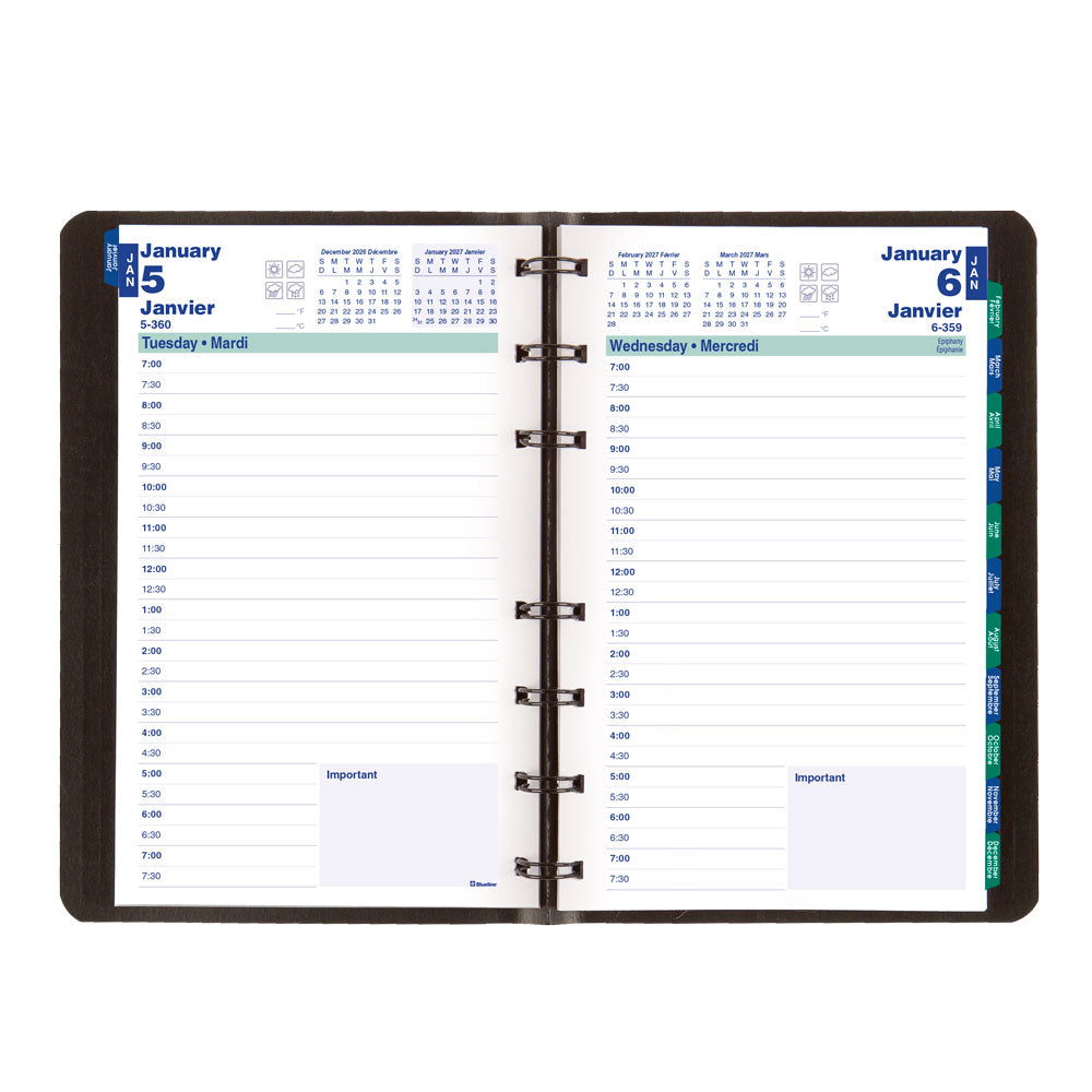 MiracleBind™ Daily Appointment Book, 2027, Bilingual, Black CF1503.81BT-27 Blueline CF1503.81BT