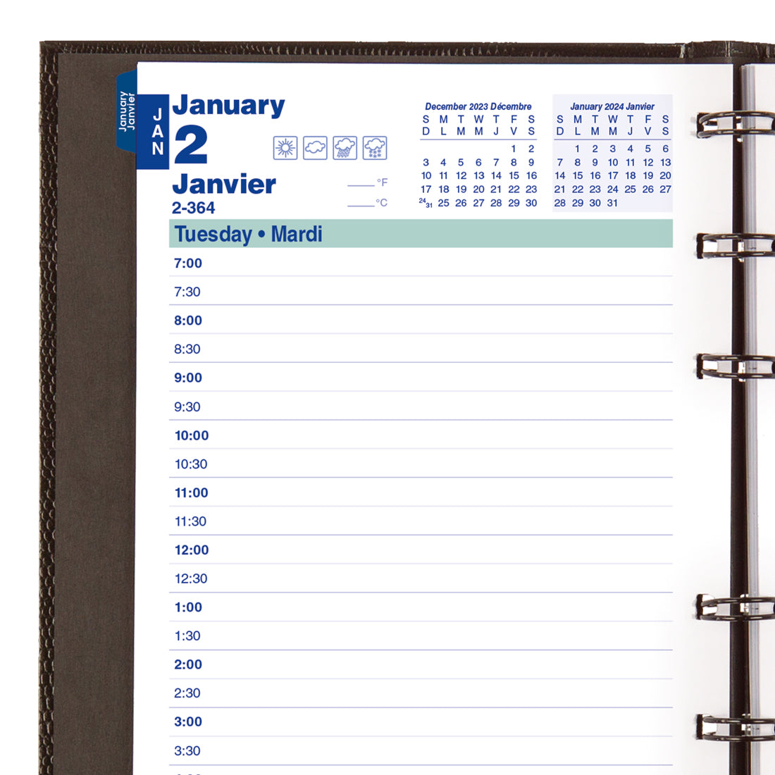 MiracleBind™/CoilPro Daily Planner 2024, Bilingual, Black