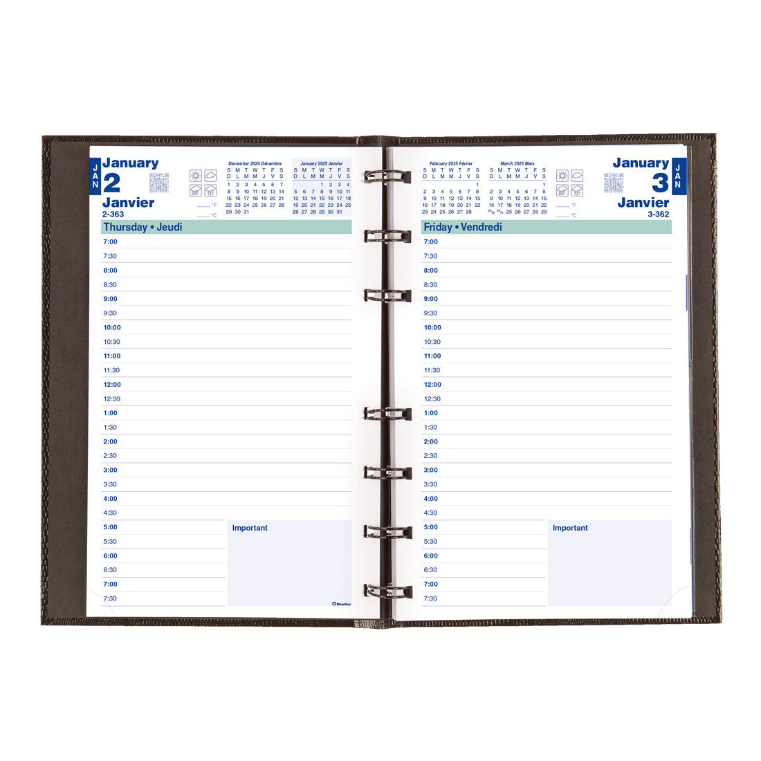 MiracleBind™/CoilPro Daily Planner 2025, Bilingual, Black, CF1503C.81B