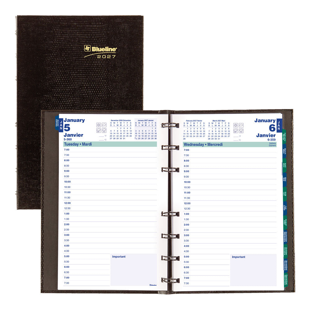 MiracleBind™ CoilPro™ Daily Appointment Book, 2027, Bilingual, Black CF1503C.81B-27 Blueline CF1503C.81B