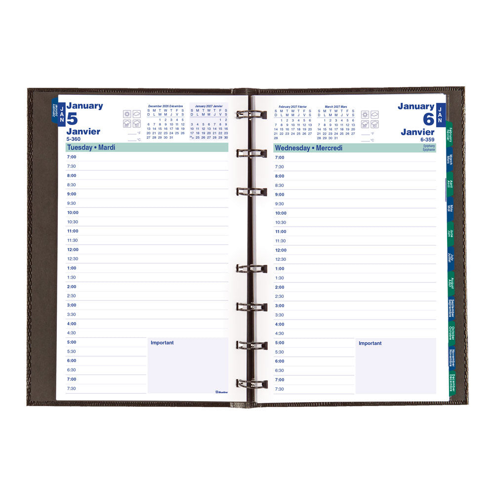 MiracleBind™ CoilPro™ Daily Appointment Book, 2027, Bilingual, Black CF1503C.81B-27 Blueline CF1503C.81B