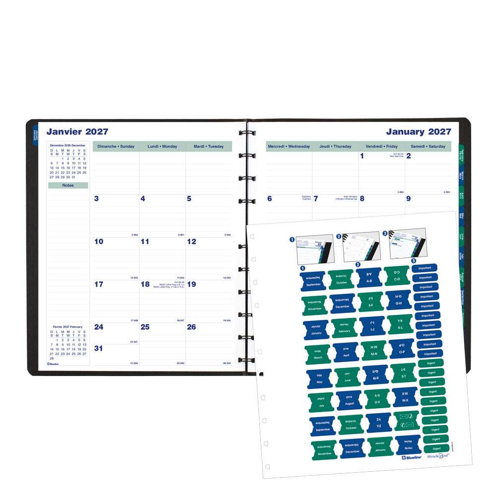 MiracleBind™ Monthly Planner, 2027, Bilingual CF1512.81BT-27 Blueline CF1512.81BT