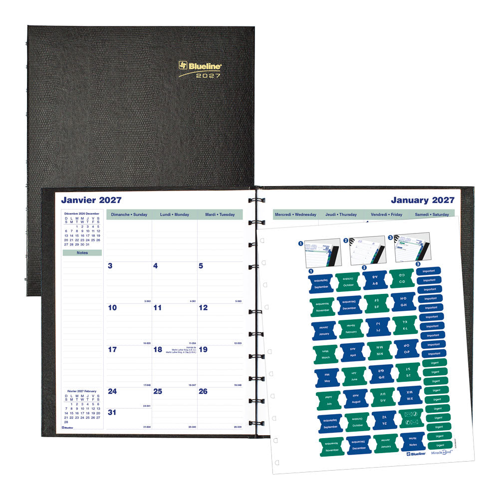 MiracleBind™CoilPro™ Monthly Planner, 2027, Bilingual CF1512C.81B-27 Blueline CF1512C.81B