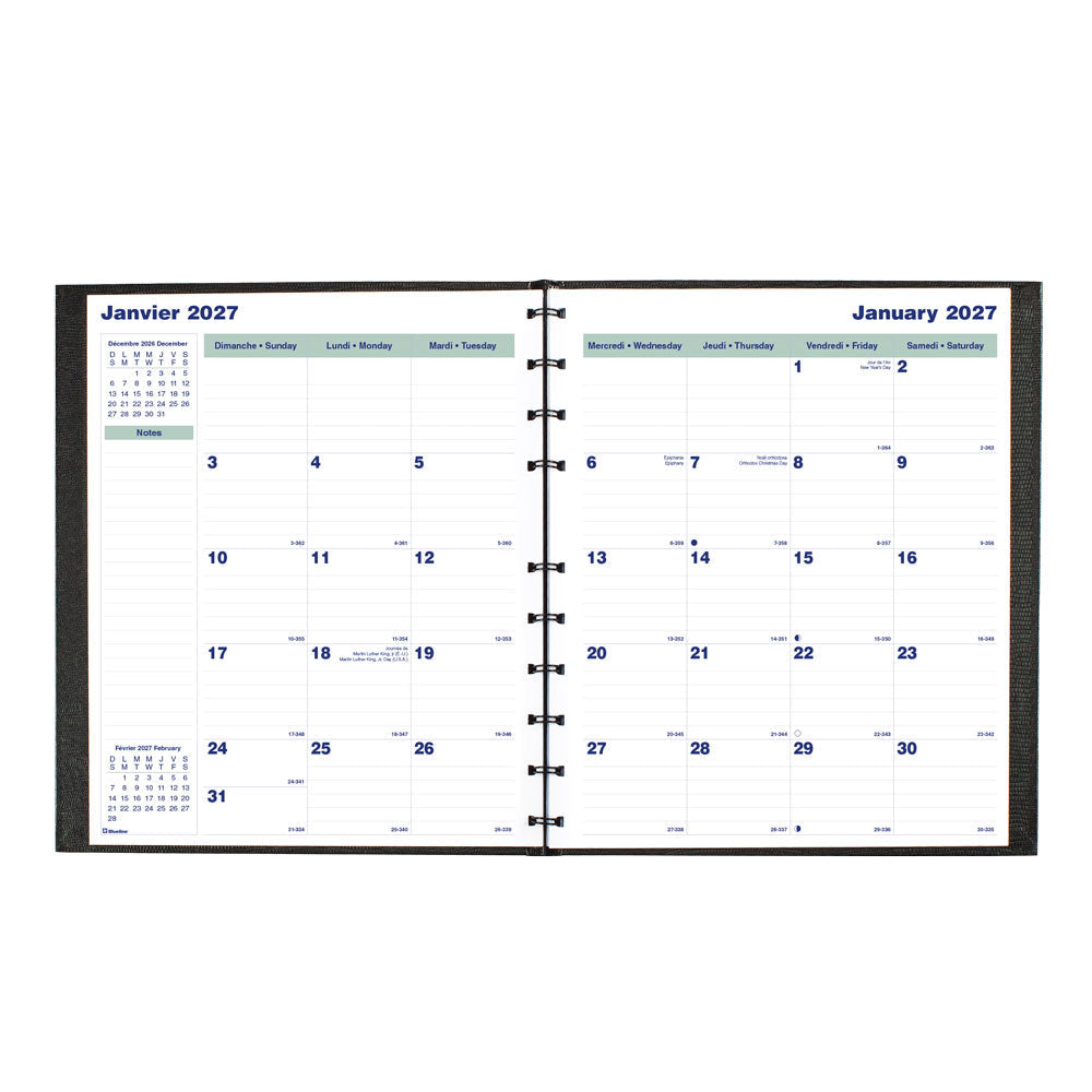 MiracleBind™CoilPro™ Monthly Planner, 2027, Bilingual CF1512C.81B-27 Blueline CF1512C.81B