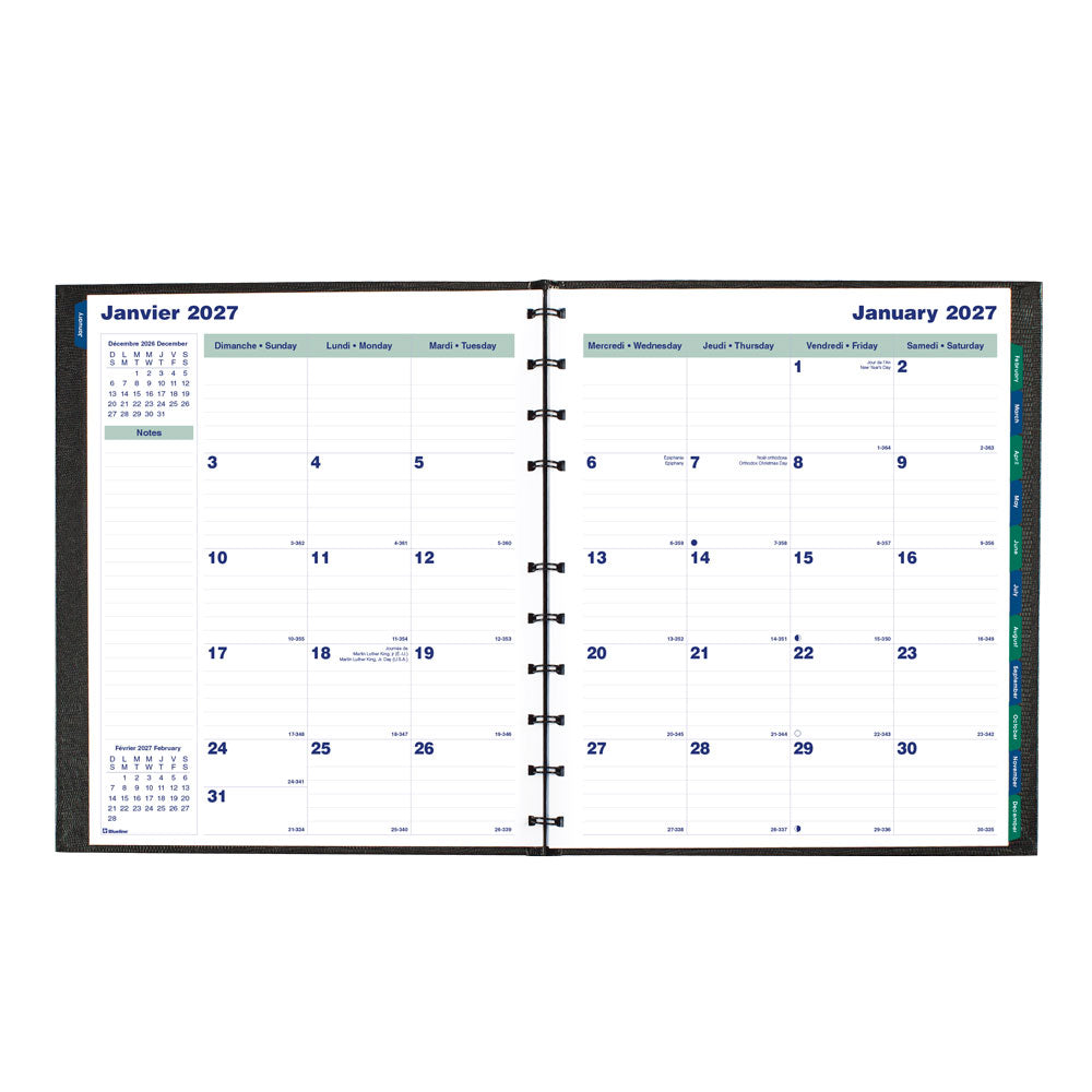 MiracleBind™CoilPro™ Monthly Planner, 2027, Bilingual CF1512C.81B-27 Blueline CF1512C.81B