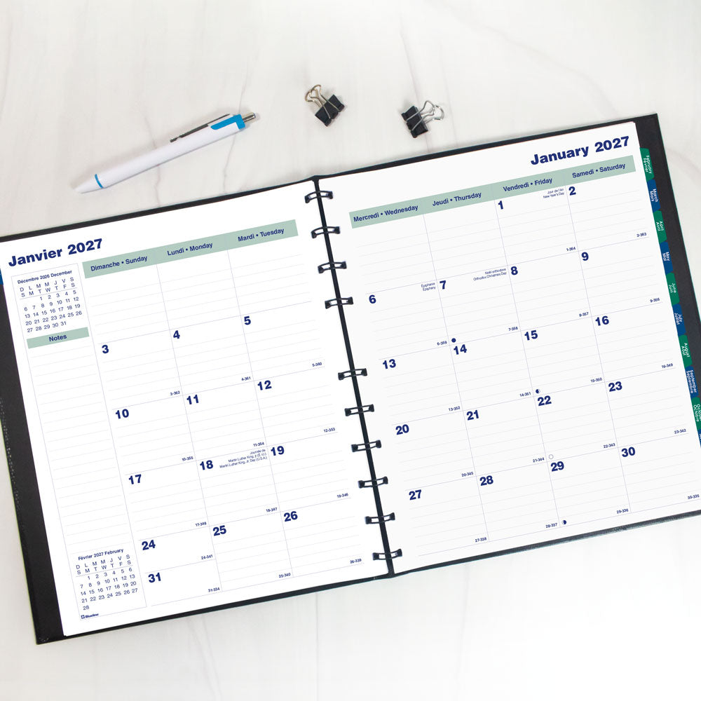 MiracleBind™CoilPro™ Monthly Planner, 2027, Bilingual CF1512C.81B-27 Blueline CF1512C.81B