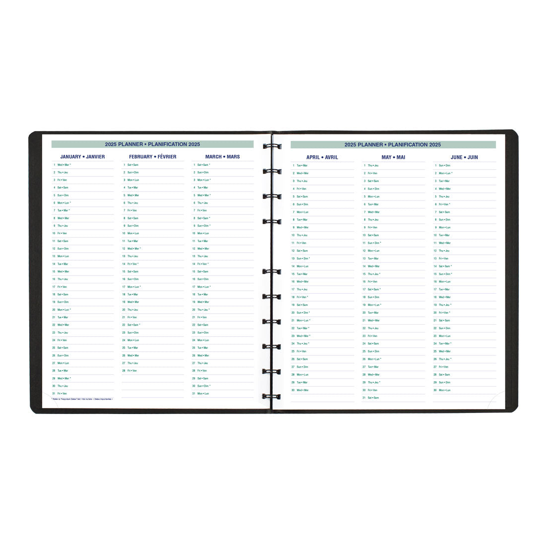 MiracleBind™ Weekly Planner 2025, Bilingual, Black, CF5950.81BT