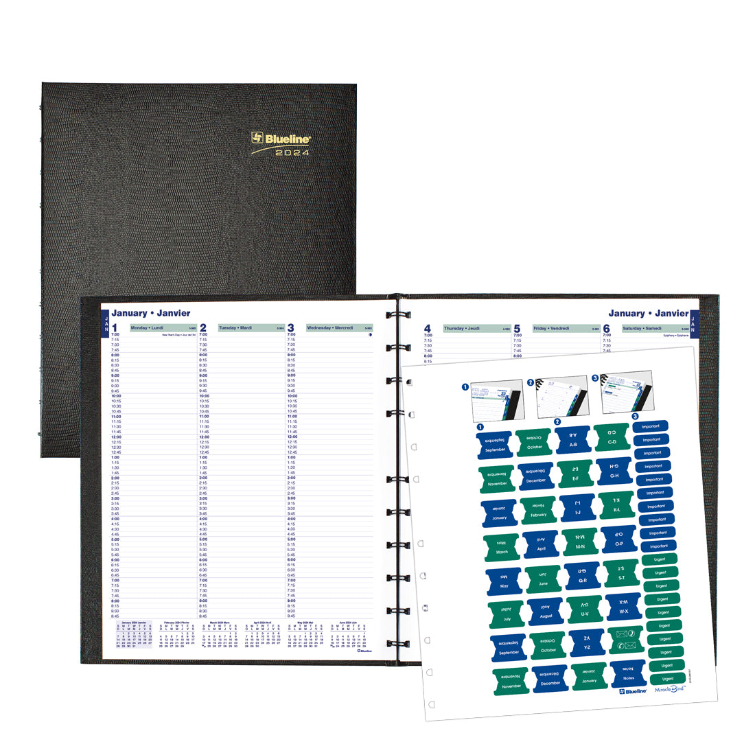 MiracleBind™/CoilPro Weekly Planner 2024, Bilingual, Black