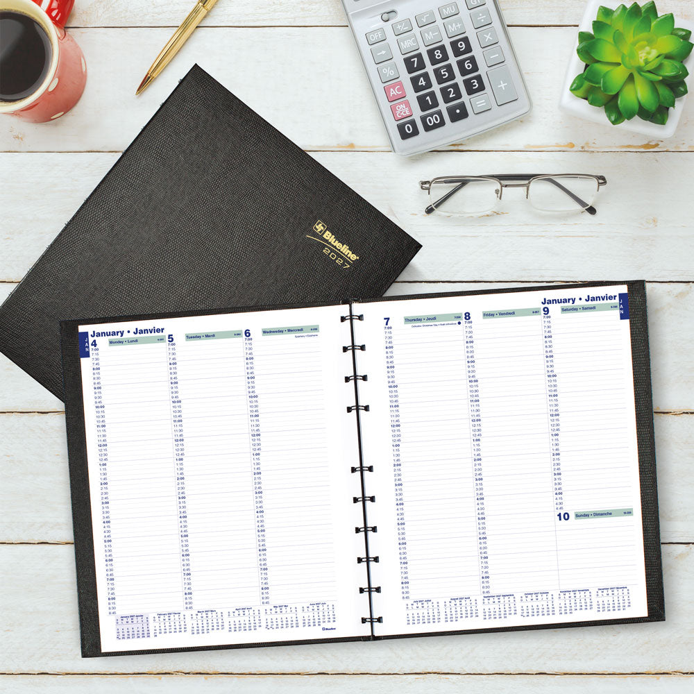 MiracleBind™ CoilPro™ Weekly Appointment Book, 2027, Bilingual CF5950C.81B-27 Blueline CF5950C.81B