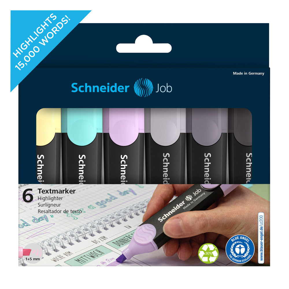 Job Pastel Highlighters (Grey Edition), Wallet 6 pieces - Assorted