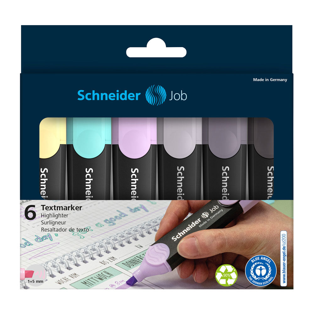 Job Pastel Highlighters (Grey Edition), Wallet 6 pieces - Assorted