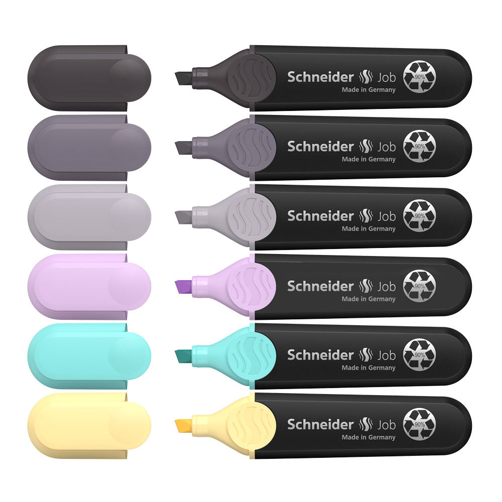 Job Pastel Highlighters (Grey Edition), Wallet 6 pieces - Assorted