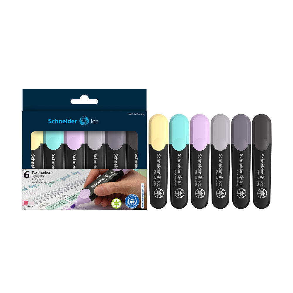 Job Pastel Highlighters (Grey Edition), Wallet 6 pieces - Assorted