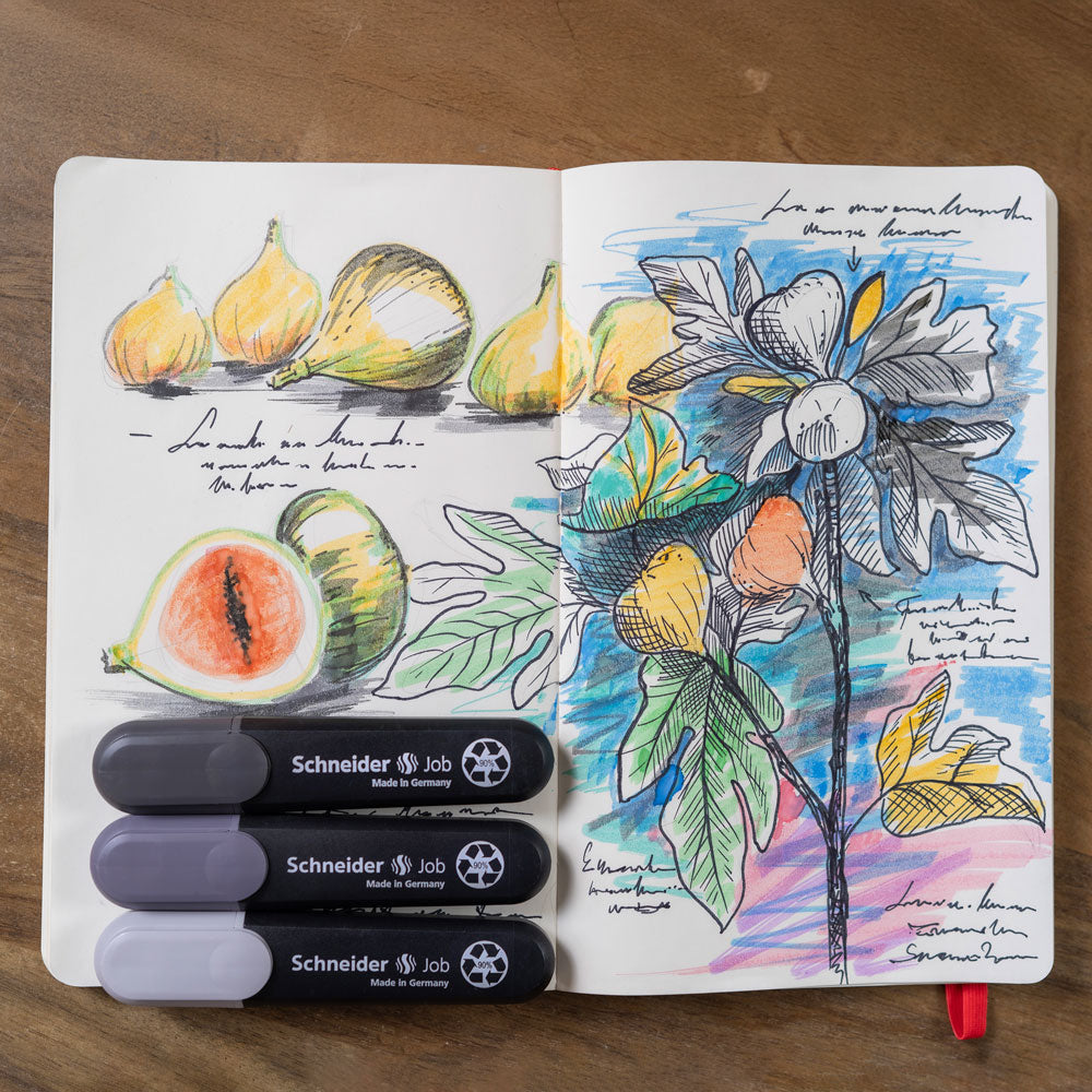 Job Pastel Highlighters (Grey Edition), Wallet 6 pieces - Assorted