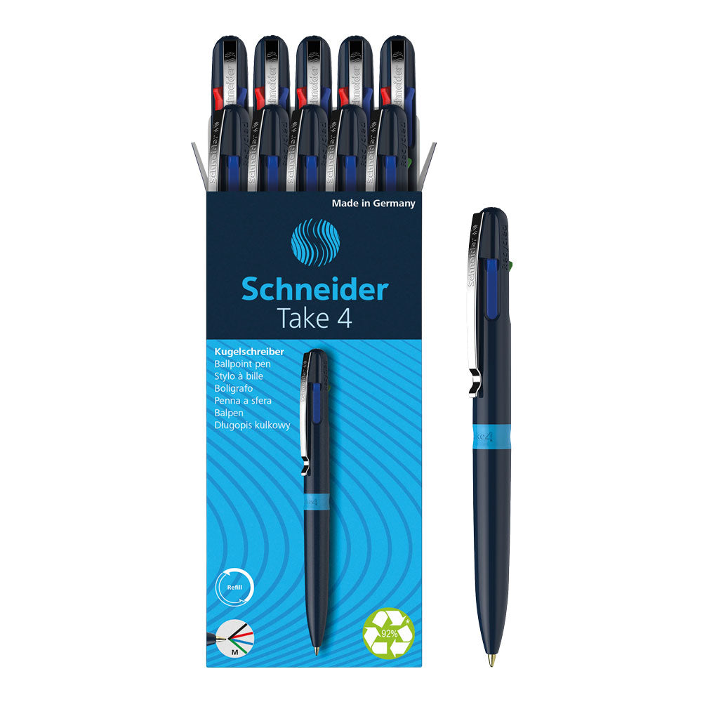 Take 4 Multi 4- Color Ballpoint Pen M, Box of 10 units - Blue