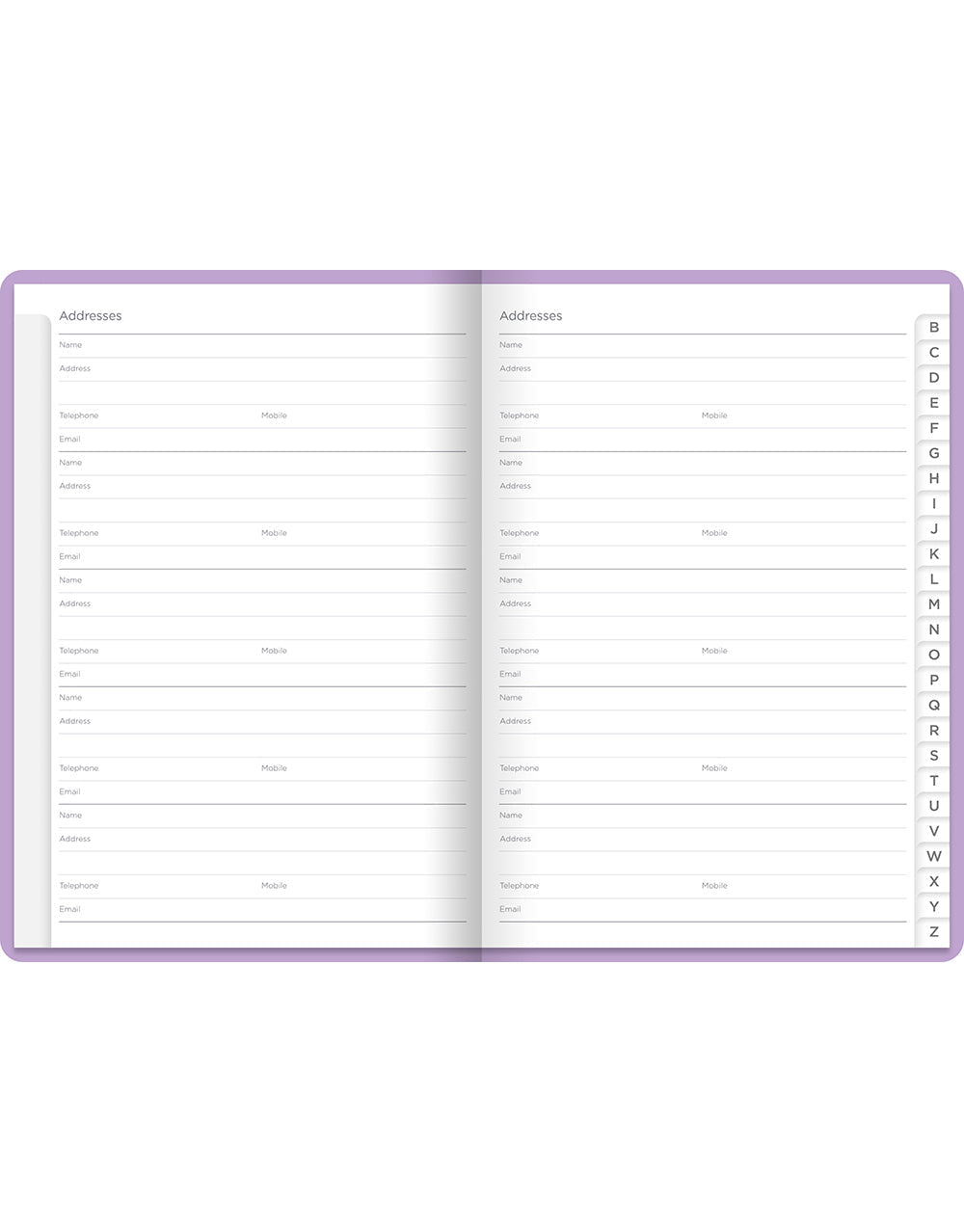 Pastel A5 Address Book Lilac#colour_lilac