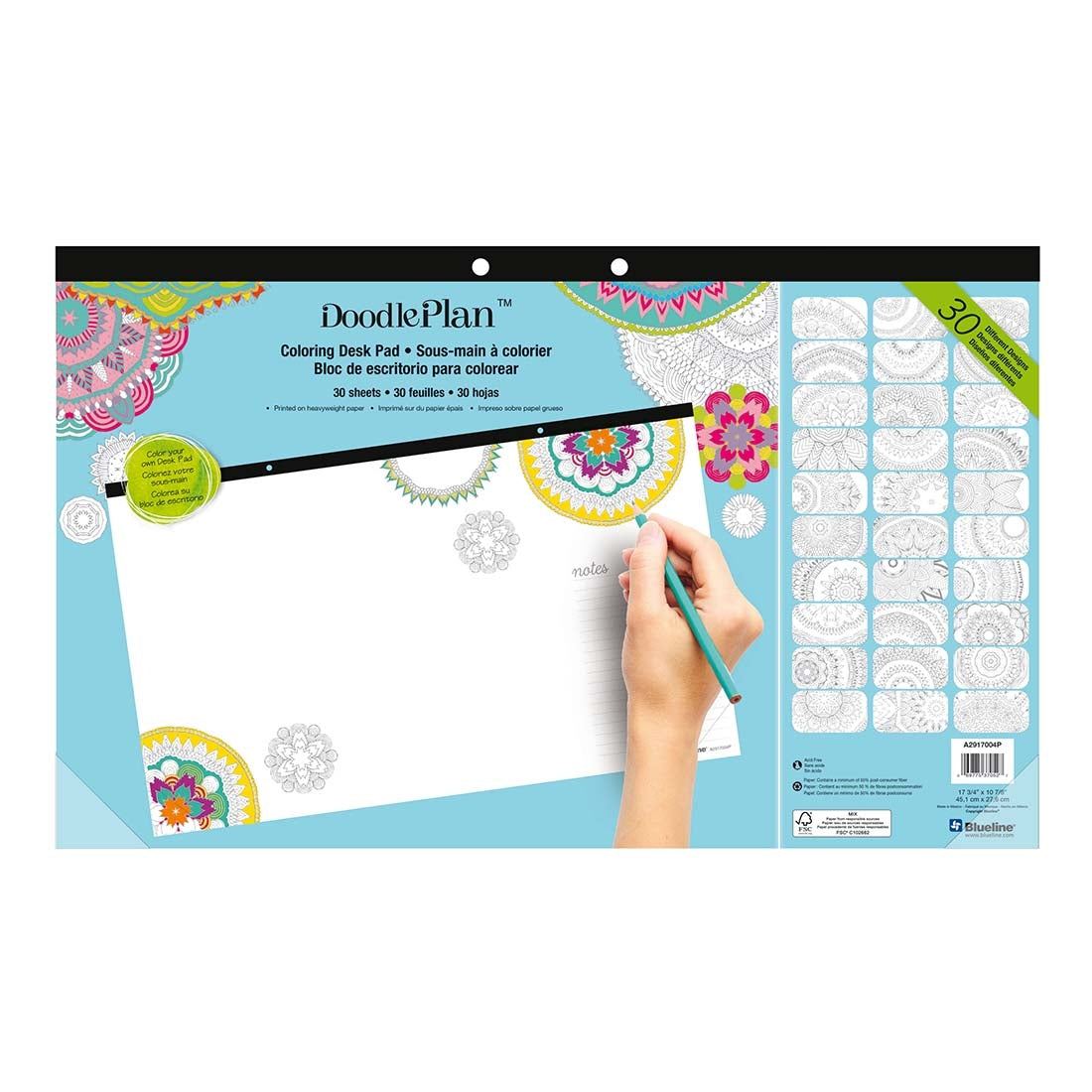 DoodlePlan Colouring Desk Pad - Undated#colour_mandala