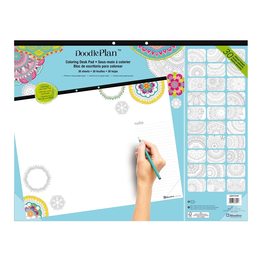 DoodlePlan Colouring Desk Pad - Undated #colour_mandala