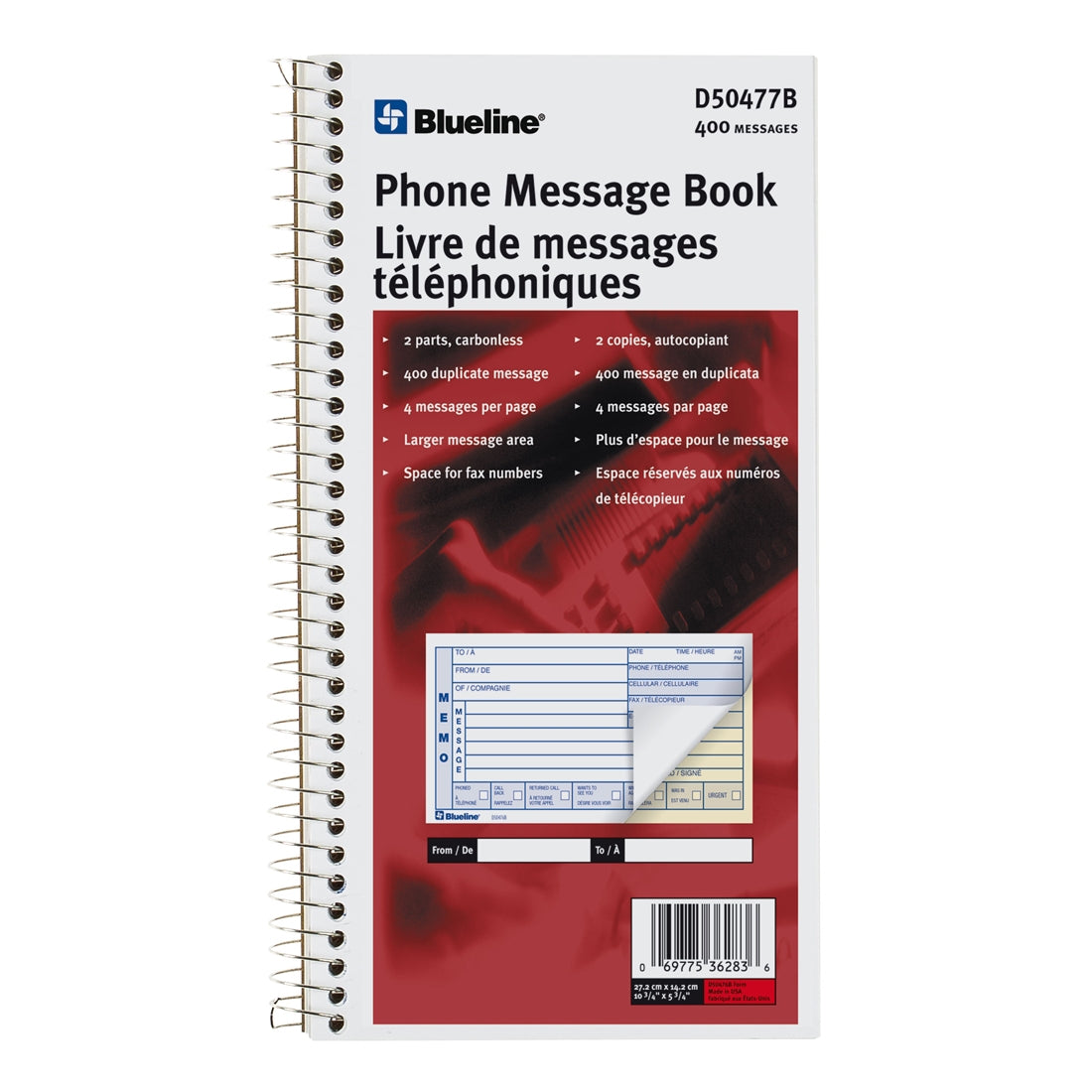 Telephone Message Book, D50477B - Blueline – Blueline CDA