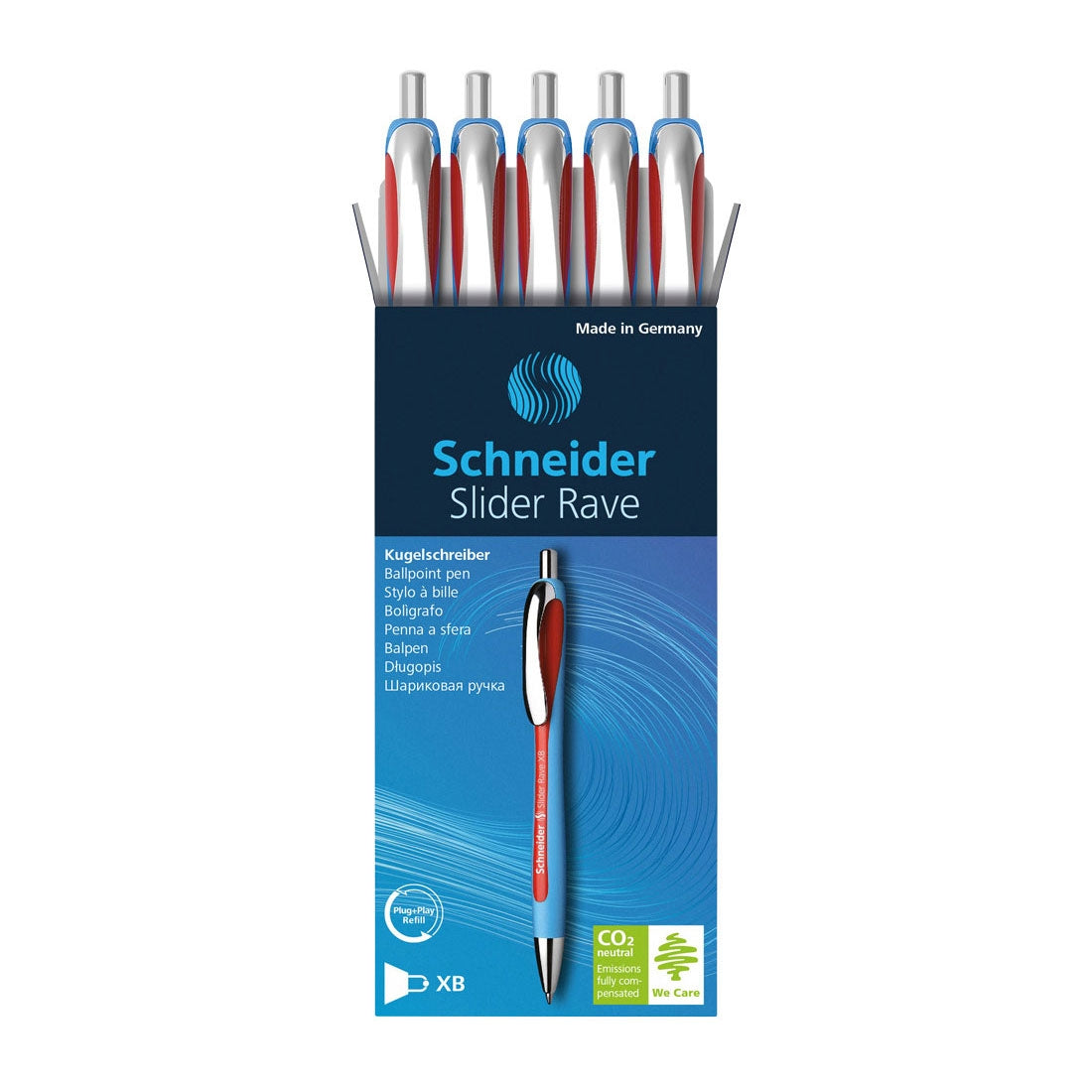 Rave Ballpoint Pens XB, Box of 5 units@colour_red