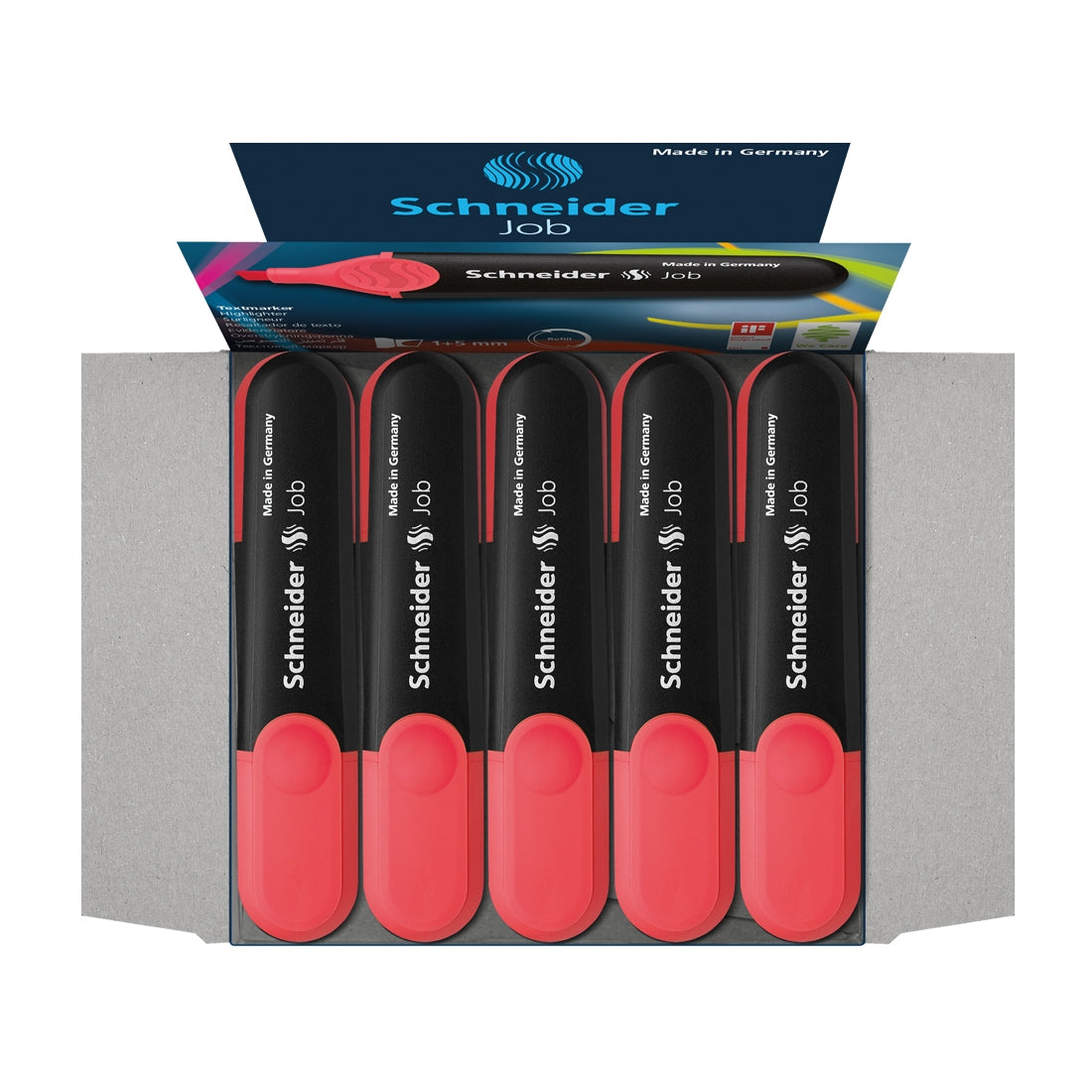 Job Highlighters, Box of 10un.#colour_coral-red